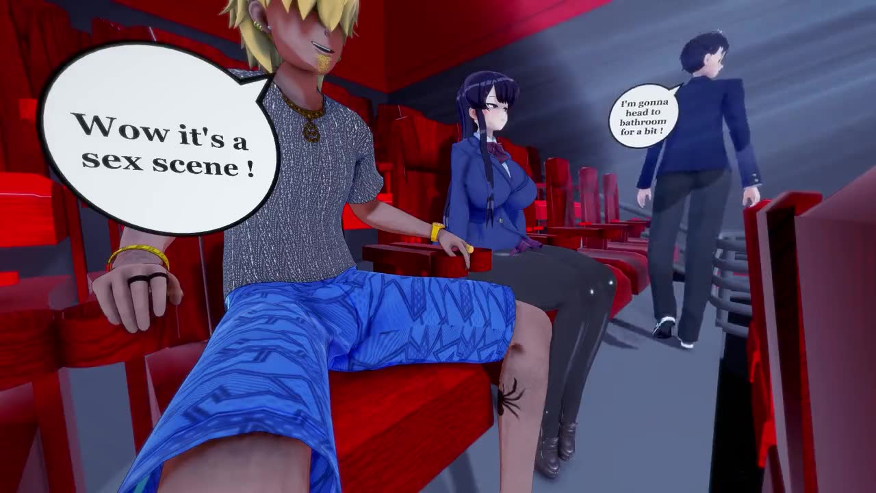 Komi-san having fun at the cinema