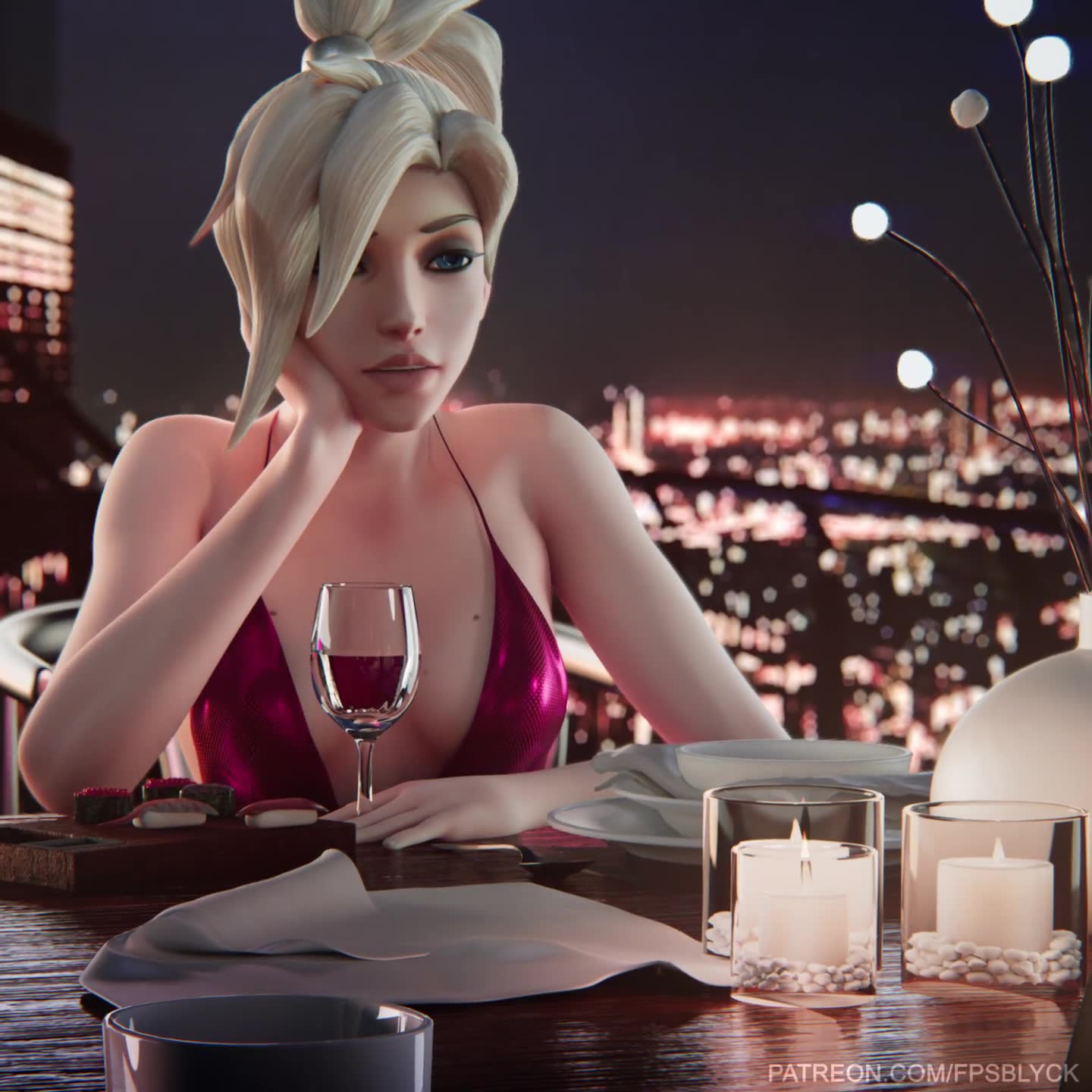 Widowmaker teases the viewer in an epic fantasy